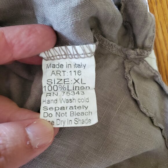 Lungo L'arno | Linen Lagenlook Popover Tunic Dress Hi Low Hem with Pockets - Picture 10 of 15